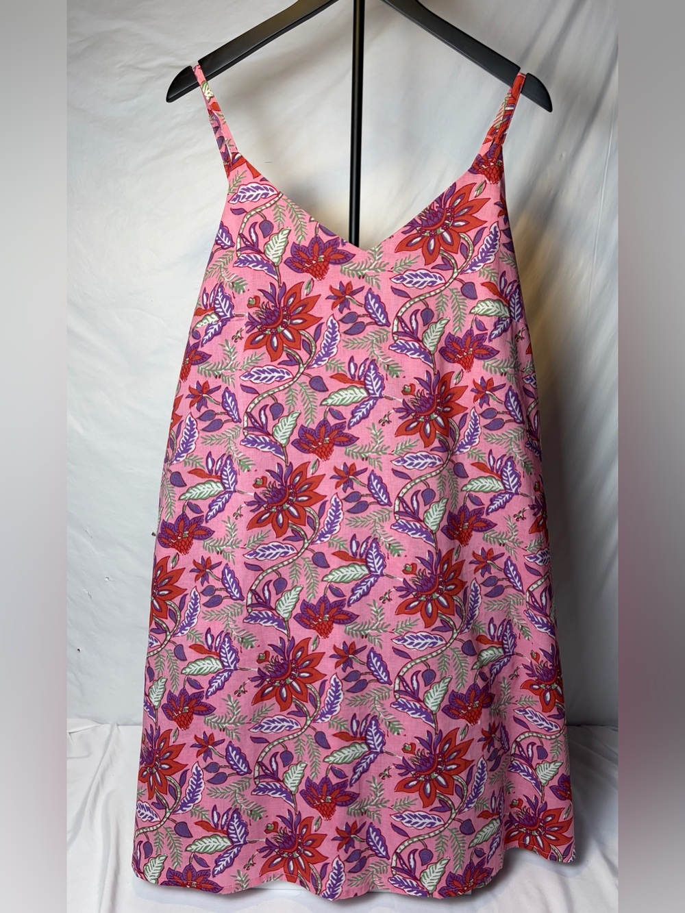 Tribal Jeans Floral Cotton Sundress Pink Smocked Back L BNWT